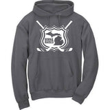 Michigan "(Shield) Born and Raised" Hockey Premium Hooded Sweatshirt - michiganluv