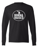 Michigan "Born & Raised" Premium Long Sleeve T-Shirt - michiganluv
