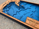 Custom Made Wooden Alpena Area / Thunder Bay Bathymetric Map