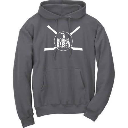 Michigan "Born & Raised - Hockey" Premium Hooded Sweatshirt - michiganluv