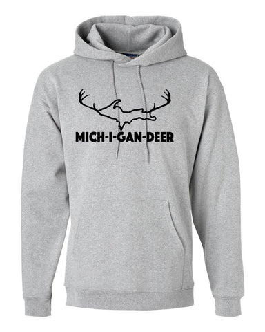 "Mich-i-gan-Deer (Upper)" Michigan Premium Hooded Sweatshirt - michiganluv