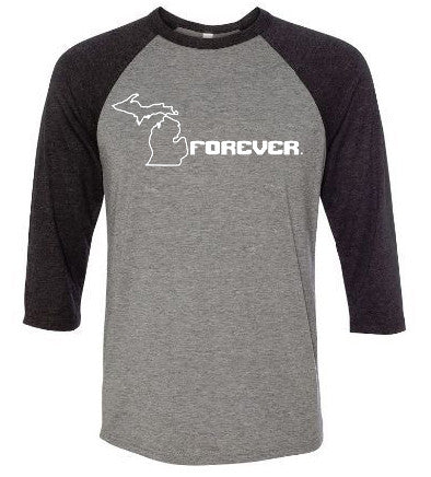 "Michigan FOREVER." Premium 3/4 Sleeve T-Shirt - michiganluv
