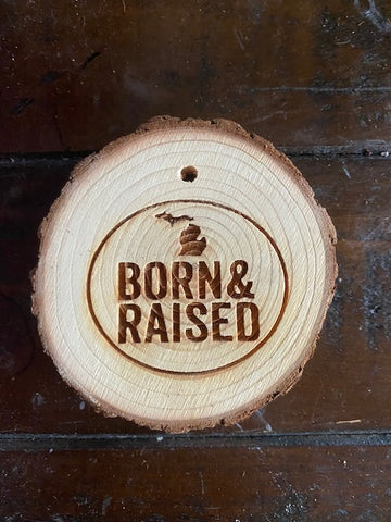 MichiganLuv's Born and Raised Wooden Ornament