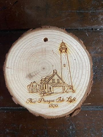 New Presque Isle Lighthouse Wooden Ornament