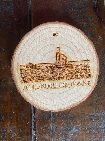 Round Island Lighthouse Wooden Ornament