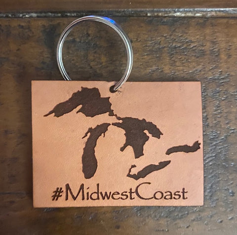 Great Lakes "Midwest Coast" Leather Keychain