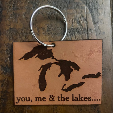 Great Lakes "you, me & the lakes..." Leather Keychain