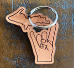 Michigan "Rocks" Leather Keychain