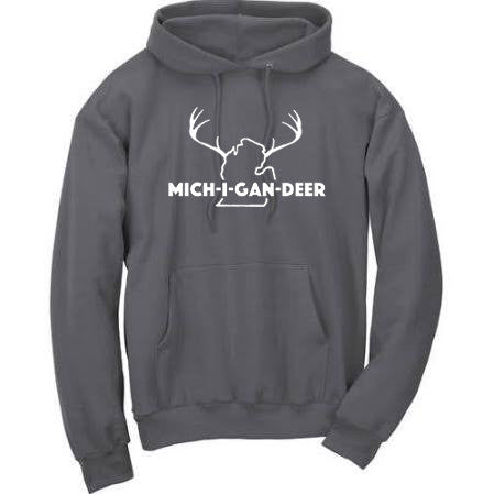 "Mich-i-gan-Deer (Lower)" Michigan Premium Hooded Sweatshirt - michiganluv