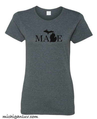 Women's "MADE" Michigan T-Shirt - michiganluv