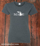 Women's "MADE" Michigan T-Shirt - michiganluv