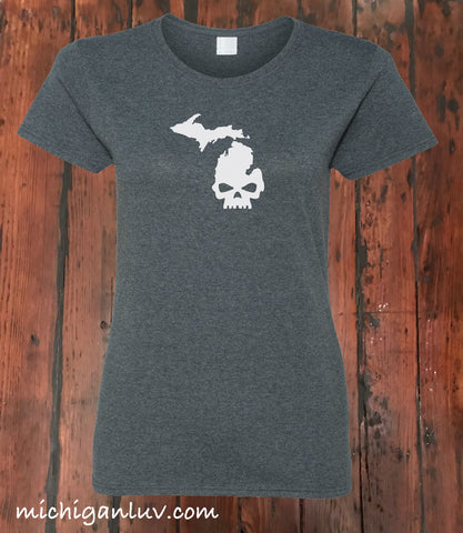 Women's "Michi-Skull" Michigan T-Shirt - michiganluv