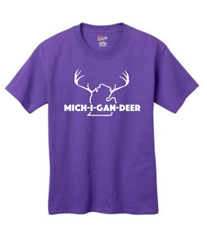 Youth "Michi-gan-deer" Deer Lower Peninsula T-Shirt - michiganluv