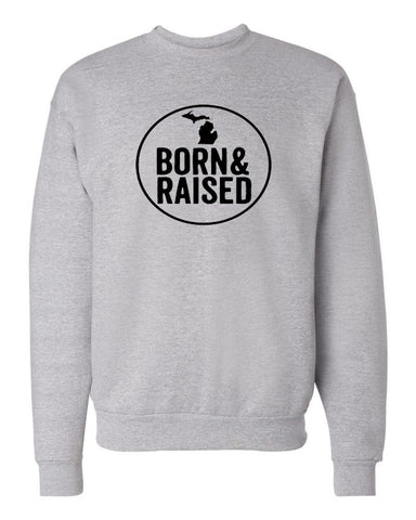 Michigan "Born & Raised" Premium Crewneck Sweatshirt - michiganluv