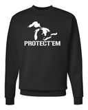 Michigan / Great Lakes "PROTECT'EM" Premium Crewneck Sweatshirt - michiganluv