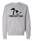 Michigan / Great Lakes "PROTECT'EM" Premium Crewneck Sweatshirt - michiganluv