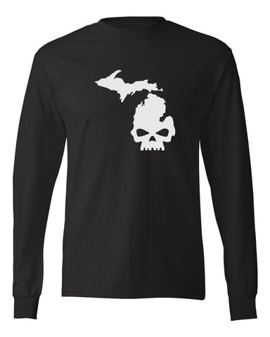 Michigan "Michi-Skull" Premium Long Sleeve T-Shirt - michiganluv