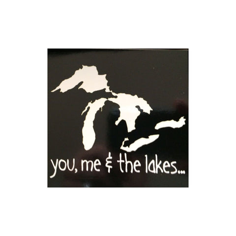"you, me & the lakes..." Vinyl Sticker - Black - michiganluv